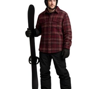 EMPYRE Burgundy And Black Plaid ButtonUp Long Sleeve Ski Boarding Jacket L Y2K